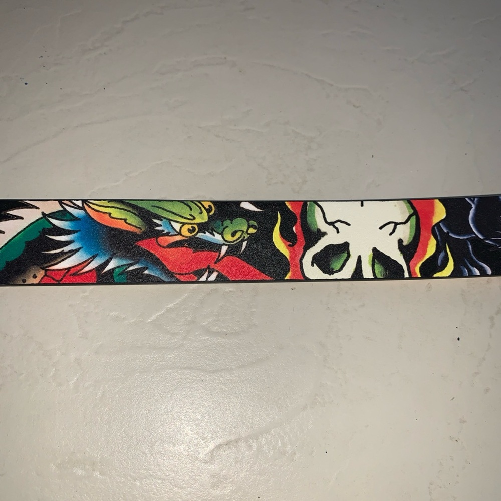 Ed Hardy Men's Reversible Belt Tattoo Dragon Skull Y2K Streetwear Size 42 - Picture 12 of 15